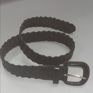 Unknown Source Braided Black Leather Belt unisex size large